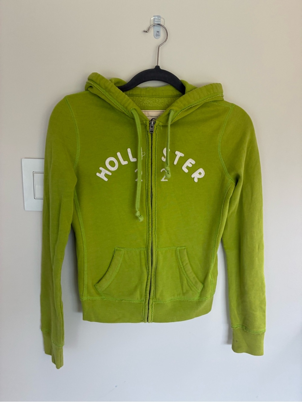Y2k Hollister Lime Green Zip-Up Hoodie